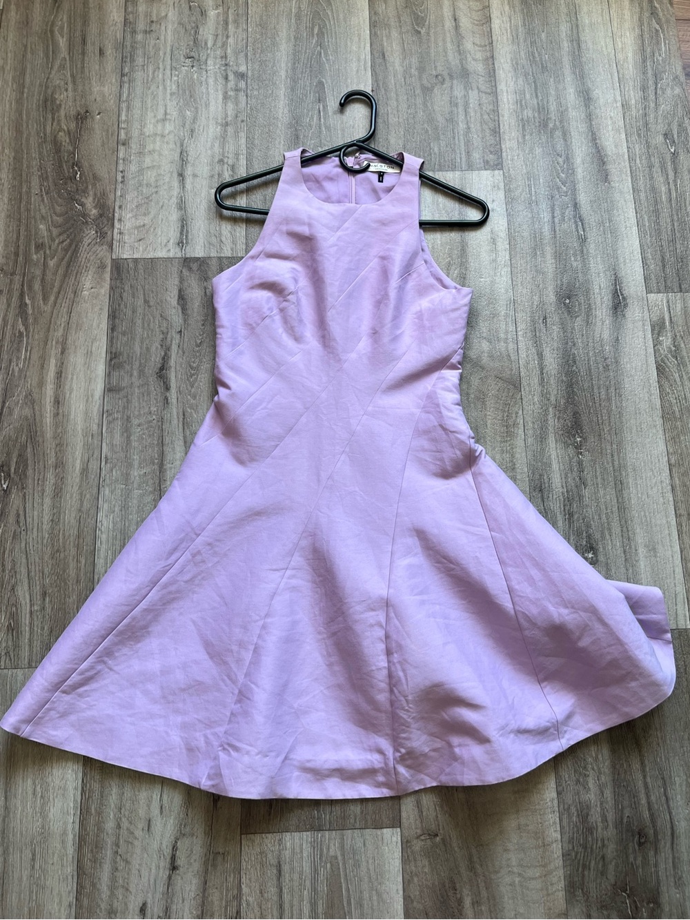 HALSTON HERITAGE Halter Fit & Flare Dress Thistle Lilac Purple Mini 4